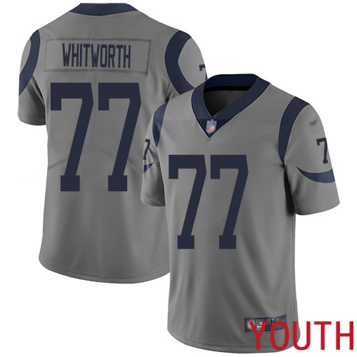 Los Angeles Rams Limited Gray Youth Andrew Whitworth Jersey NFL Football #77 Inverted Legend->youth nfl jersey->Youth Jersey